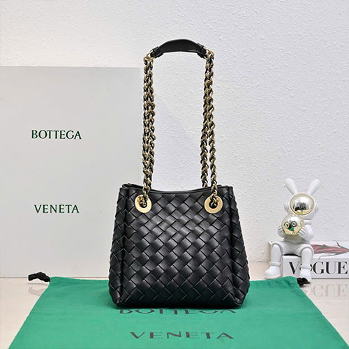 Túi Xách Bottega Veneta Chain Parachute Màu Đen Siêu Cấp Size 21 cm