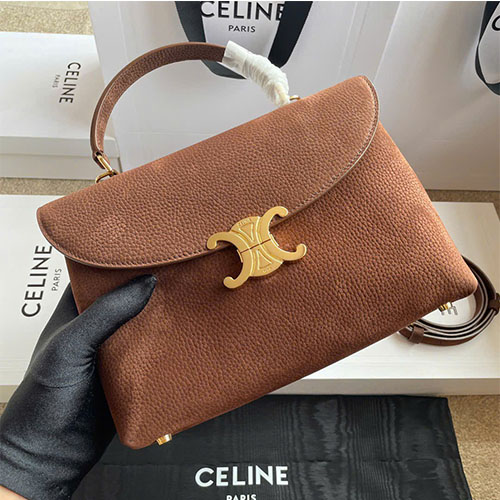 Túi xách Celine Nino Medium Triomphe Siêu VIP Da Bò - màu nâu