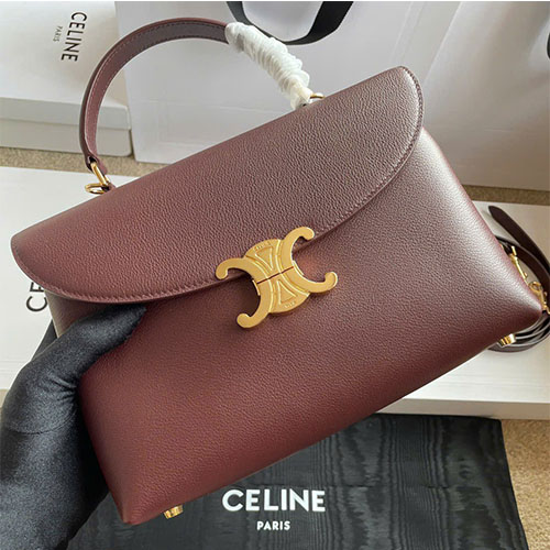 Túi xách Celine Nino Medium Triomphe Siêu VIP Da Bò Mềm - đỏ rượu