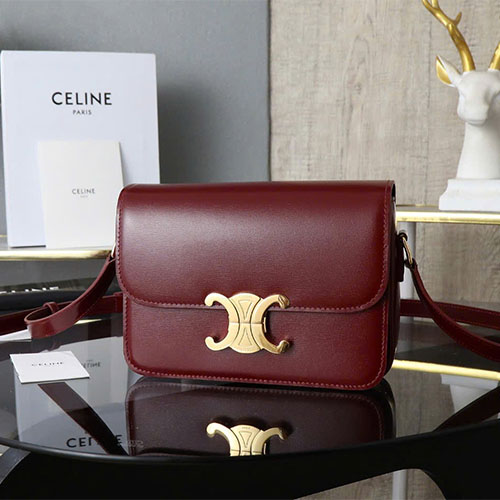 Túi xách Celine Teen Triomphe màu đỏ rượu siêu vip size 18.5cm
