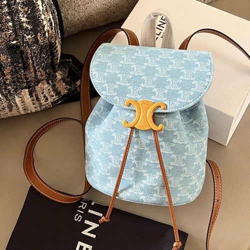 Túi Xách Celine Triomphe Denim Backpack Full Box Size 22 cm