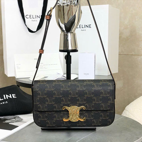 Túi Xách Celine Triomphe Shoulder Bag 194142 Đen Siêu Vip Size 20 cm