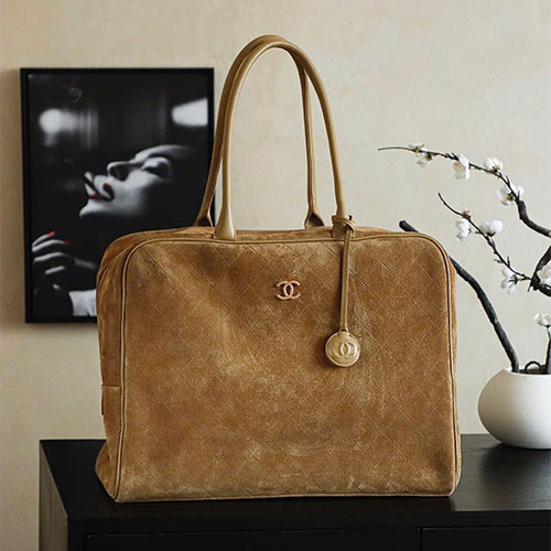 Túi xách Chanel 2026 Suede Boston Bag – Siêu VIP - màu nâu