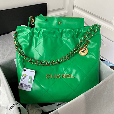 Túi Xách Chanel 22 Khóa Vàng Siêu Cấp Xanh Lá Size 37cm AS3260