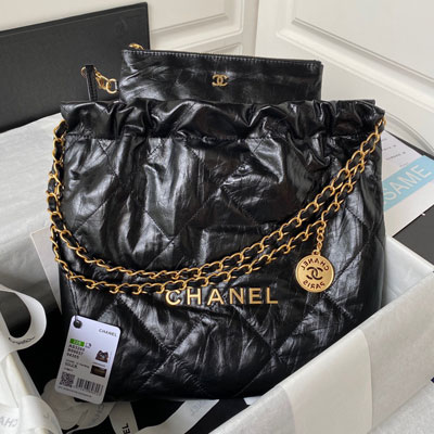Túi Xách Chanel 22 Shiny Calfskin Gold Tone Metal Black AS3260