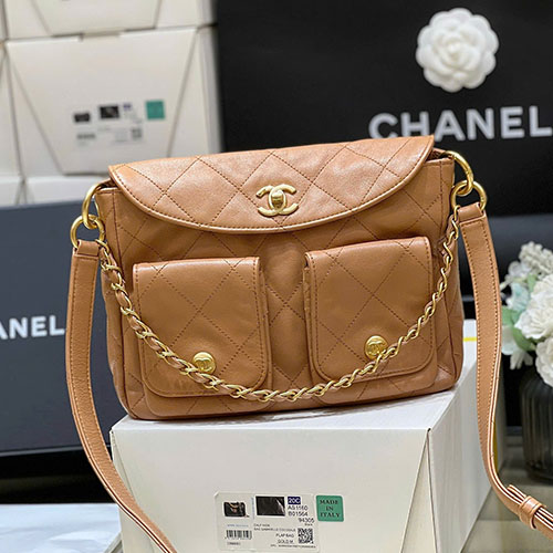 Túi Xách Chanel 24P Hobo Bag AS4743 Màu Nâu Like Auth Size 24cm