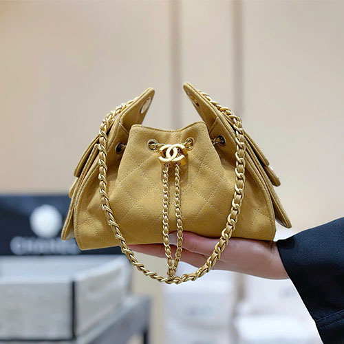 Túi xách Chanel 25 Bag Mini Suede Cassava AA56310 Like Auth - màu vàng