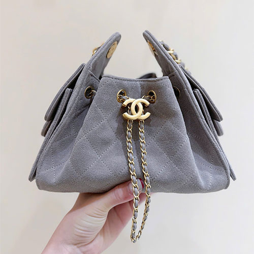Túi xách Chanel 25 Bag Mini Suede Elephant AA5631001 Like Auth - màu xám