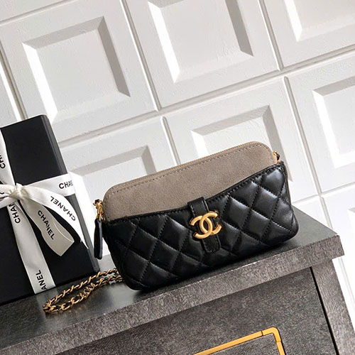 Túi Xách Chanel 25A Da Lộn Màu Xám Siêu Cấp Size 17.5cm