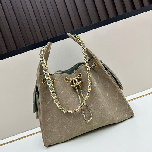 Túi Xách Chanel 25C Hobo Màu Xám Super Size 30 cm