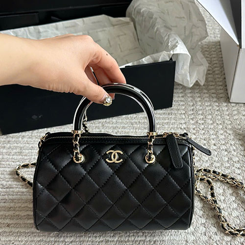 Túi Xách Chanel 25P Bowling Bag Màu Đen Fullbox Size 18.5 cm