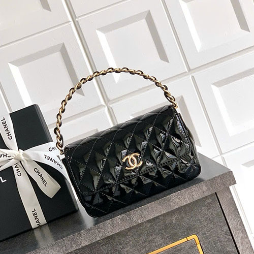 Túi Xách Chanel 25P Màu Đen Da Bò Siêu Cấp Size 18.5cm