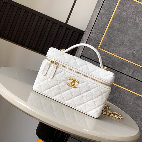 Túi xách Chanel 25P vanity chain bag màu trắng kem hàng VIP