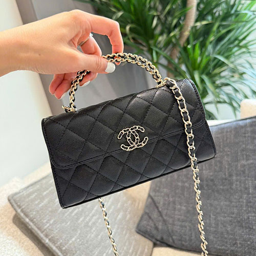 Túi Xách Chanel 25S Kelly Cẩm Tay Màu Đen Fullbox Size 18cm