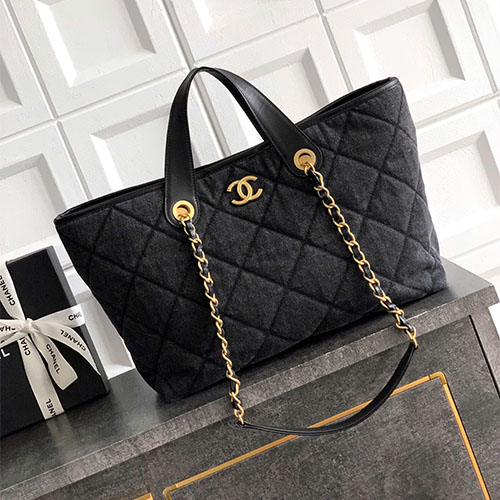 Túi xách Chanel 26C denim quilted beach tote siêu VIP