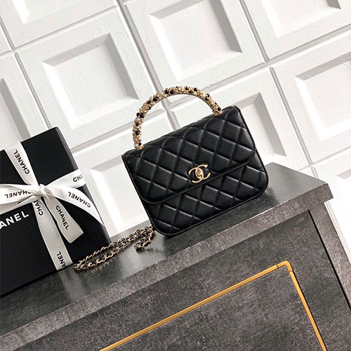Túi xách Chanel 26C Pearl Handle Chain Bag Da Caviar Đen Siêu Cấp