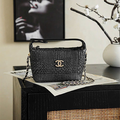 Túi xách Chanel 26P LP Vanity Box đan cói đen siêu VIP – mã A