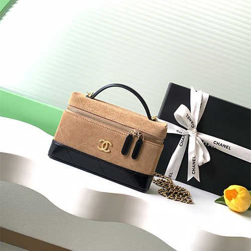 Túi xách chanel 26S AP5186 Da Lộn Phối Da Cừu Đen Logo CC Vàng Siêu Cấp