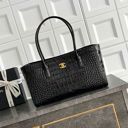 Túi xách Chanel 26S da vân cá sấu shopping bag siêu VIP - màu đen