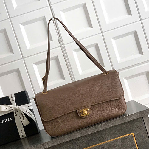 Túi xách Chanel 26S flap bag màu nâu café khóa vàng hàng VIP
