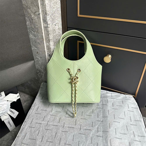 Túi xách Chanel 26S Hobo Basket Mini da chần trám – AS6132 –  xanh lá