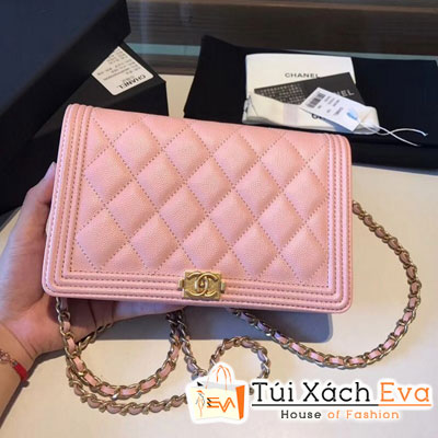 Túi Xách Chanel Boy Original Wallet Siêu Cấp Màu Hồng  A80287