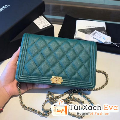 Túi Xách Chanel Boy Original Wallet Siêu Cấp Màu Xanh Cổ Vịt A80287