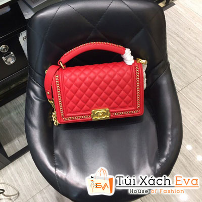 Túi Xách Chanel Boy Siêu Cấp Da Lì Khóa Vàng Màu Đỏ