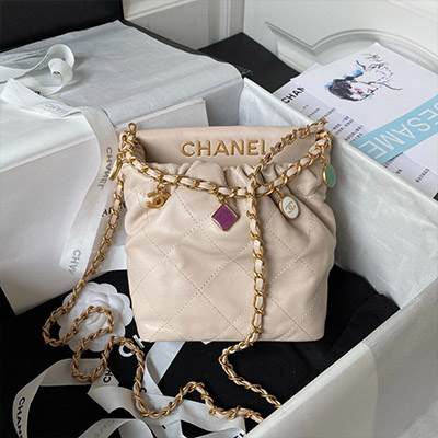 Túi Xách Chanel Bucket Small Siêu Cấp Đá Quý Size 17cm AS3793