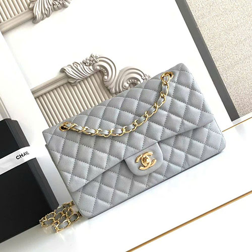 Túi Xách Chanel Classic Flap Bag A01112 Màu Xám Siêu Cấp Size 25.5 cm