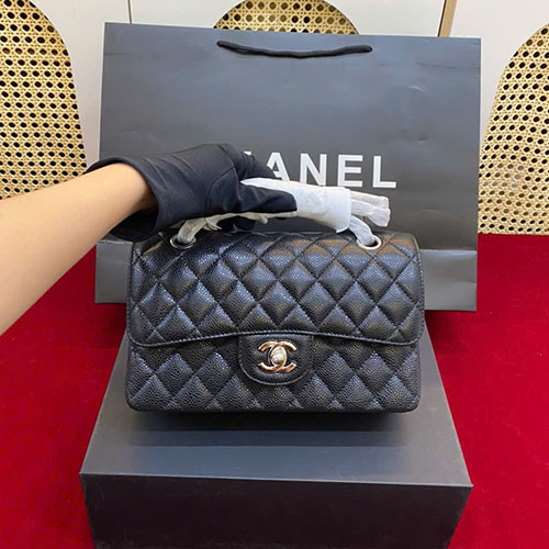Túi Xách Chanel Classic Flap Màu Đen Da Hạt Siêu Cấp Size 23cm