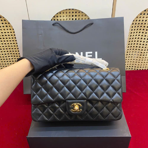 Túi Xách Chanel Classic Flap Màu Đen Da Lì Siêu Cấp Size 25.5cm