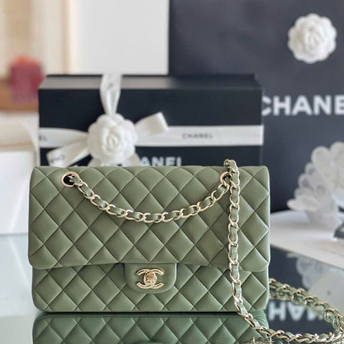 Túi Xách Chanel Classic Flap Màu Xanh Cuba Live Auth Size 25.5 cm
