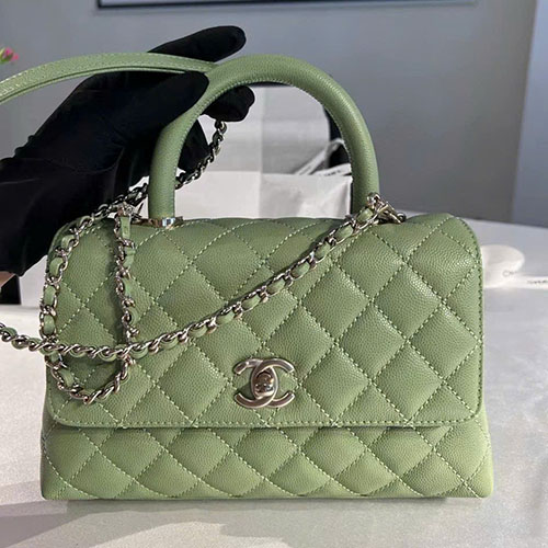 Túi Xách Chanel Coco Handle Màu Xanh Bơ Siêu Vip Size 23 cm