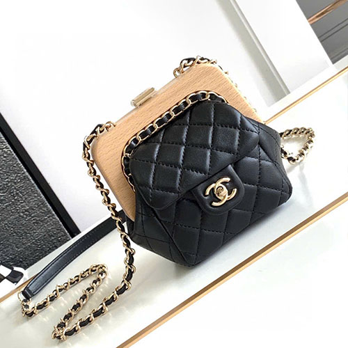 Túi Xách Chanel Gỗ Nhỏ Xinh Màu Đen Siêu Cấp Size 13cm