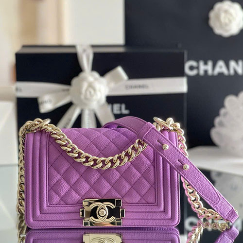 Túi Xách Chanel Leboy V Màu Tím Live Auth Size 20 cm