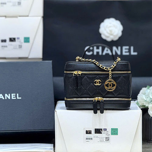 Túi Xách Chanel Like Auth 25A Double Zipper Cosmetic Bag – Dây Đeo Linh Hoạt