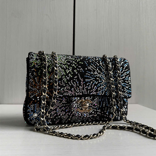 Túi Xách Chanel Like Auth 25N Crystal CF Mini Da Cừu Đính Đá