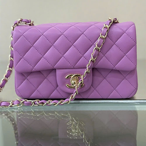 Túi Xách Chanel Like Auth Classic Flap Đại Mini Da Cừu Màu Tím Khoai Môn