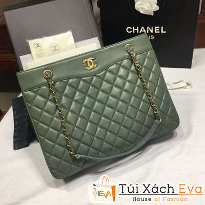 Túi Xách Chanel Logo Siêu Cấp Màu Xanh Reu