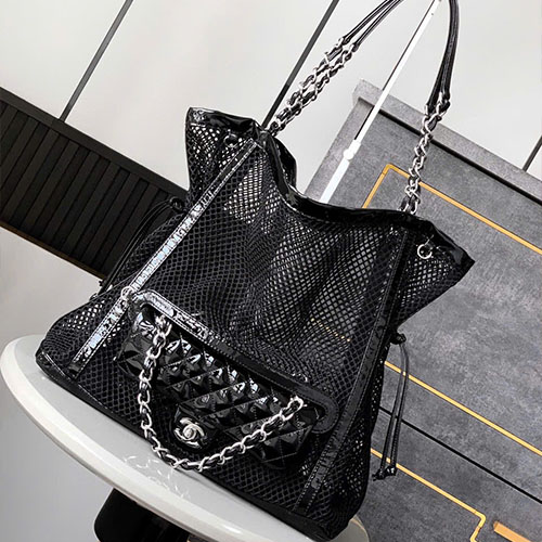 Túi Xách Chanel Lưới Đen 2 trong 1 Siêu Vip Size 36 cm