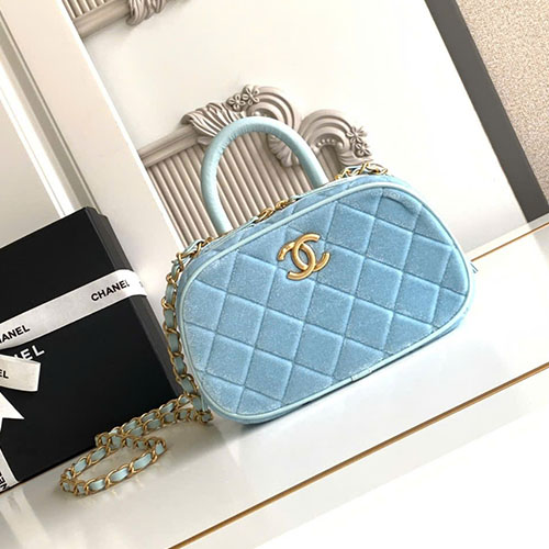 Túi Xách Chanel Maxi Bowling Bag 25A AS5572 Màu Xanh Biển Siêu Cấp Size 20cm