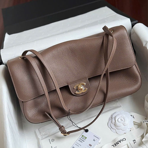 Túi xách Chanel Maxi Flap mini nâu khóa vàng siêu VIP