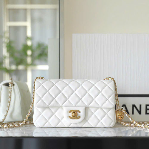 Túi xách Chanel Mini Flap Gold Ball 0175 Màu Trắng Like Auth