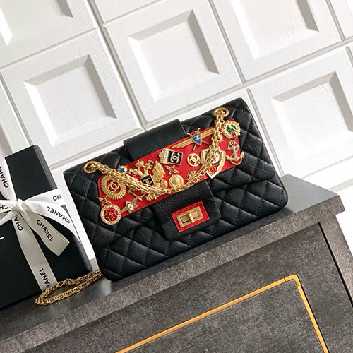 Túi Xách Chanel Moscow CF 2.55 Màu Đen Phối Đỏ Siêu Vip Size 25.5cm