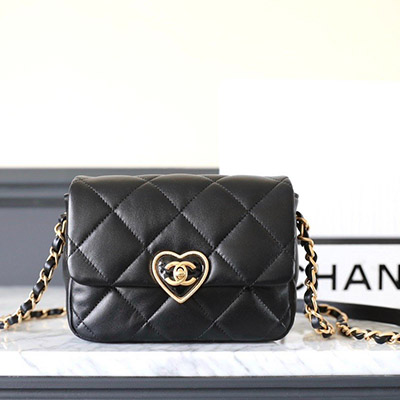 Túi Xách Chanel Nắp Vuông Khóa Love Siếu Cấp Màu Đen