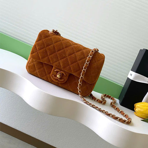 Túi Xách Chanel Siêu Cấp CF Da Lộn Màu Nâu 26C