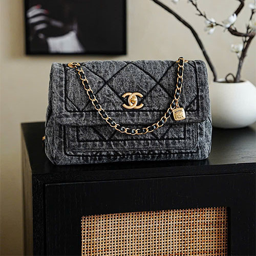Túi xách Chanel siêu cấp Denim Chain Bag 25K Da Bò Phối Denim