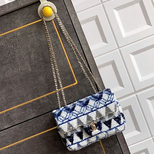 Túi Xách Chanel Siêu Vip CF Đính Sequin Thêu Kim Sa -  Size 20cm