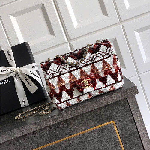 Túi Xách Chanel Siêu Vip CF Đính Sequin Thêu Kim Sa – Size 20cm